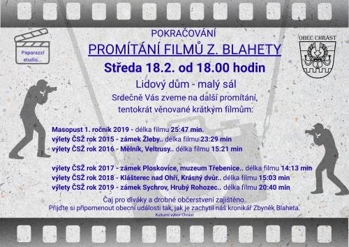 PROMÍTÁNÍ FILMŮ Z.BLAHETY 18.2.2026 - pokračování 1